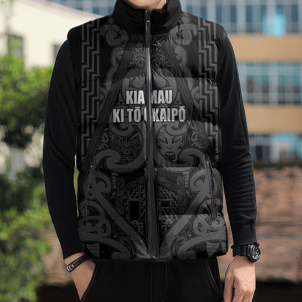 Maori Language Week Personalised Sleeveless Puffer Jacket Kia Mau Ki To Ukaipo Grey Color LT14 - Polynesian Pride