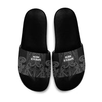 Maori Language Week Slide Sandals Kia Mau Ki To Ukaipo Grey Color LT14 Grey - Polynesian Pride