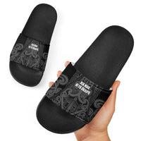 Maori Language Week Slide Sandals Kia Mau Ki To Ukaipo Grey Color LT14 - Polynesian Pride