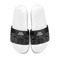 Maori Language Week Slide Sandals Kia Mau Ki To Ukaipo Grey Color LT14 Grey - Polynesian Pride