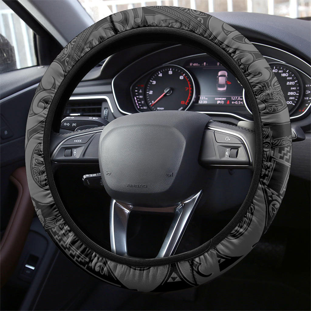 Maori Language Week Steering Wheel Cover Kia Mau Ki To Ukaipo Grey Color LT14 - Polynesian Pride