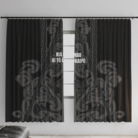 Maori Language Week Window Curtain Kia Mau Ki To Ukaipo Grey Color LT14 With Hooks Grey - Polynesian Pride