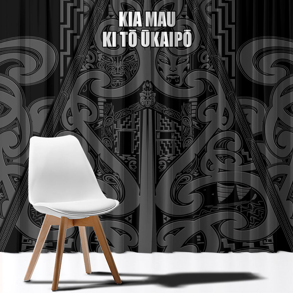 Maori Language Week Window Curtain Kia Mau Ki To Ukaipo Grey Color LT14 - Polynesian Pride