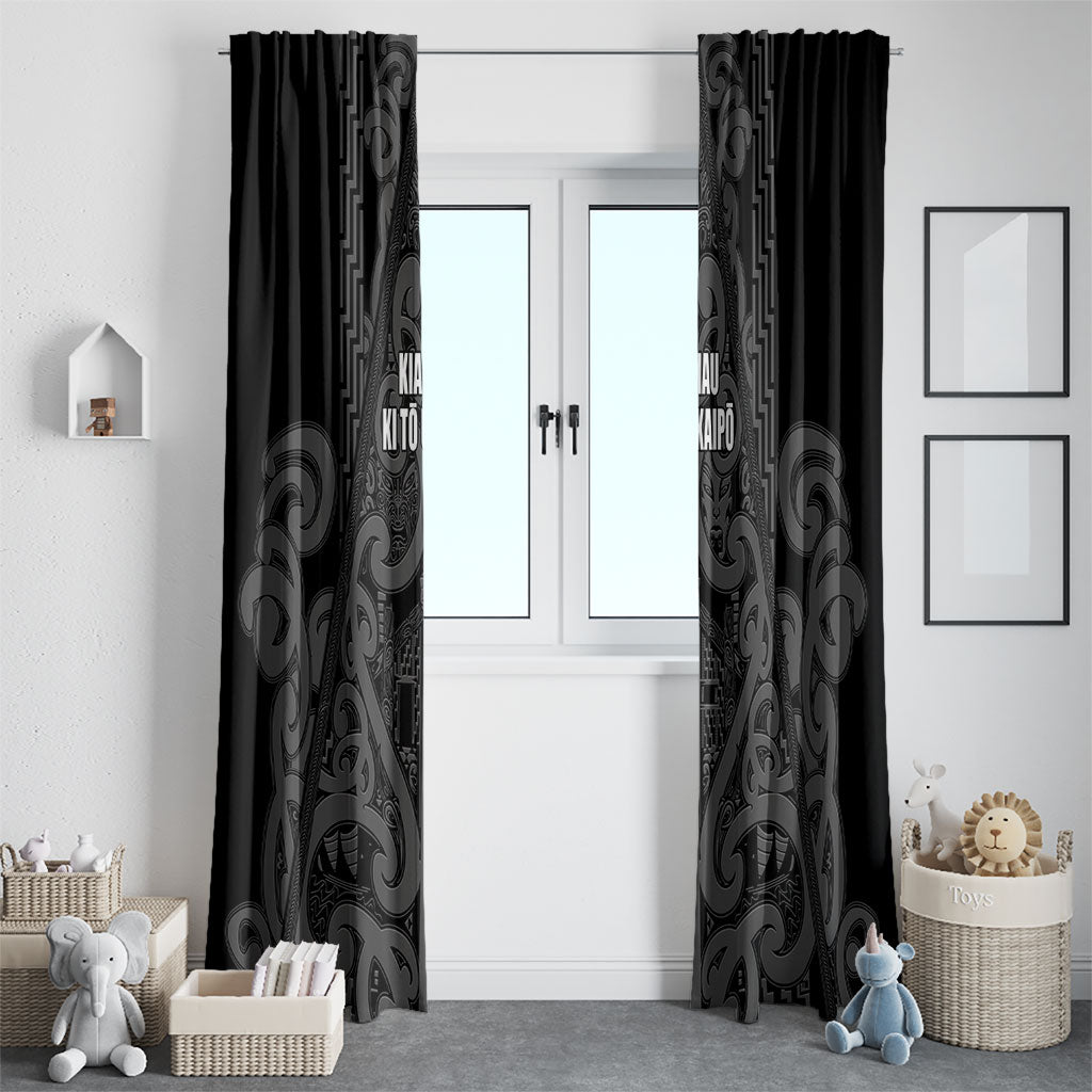 Maori Language Week Window Curtain Kia Mau Ki To Ukaipo Grey Color LT14 - Polynesian Pride