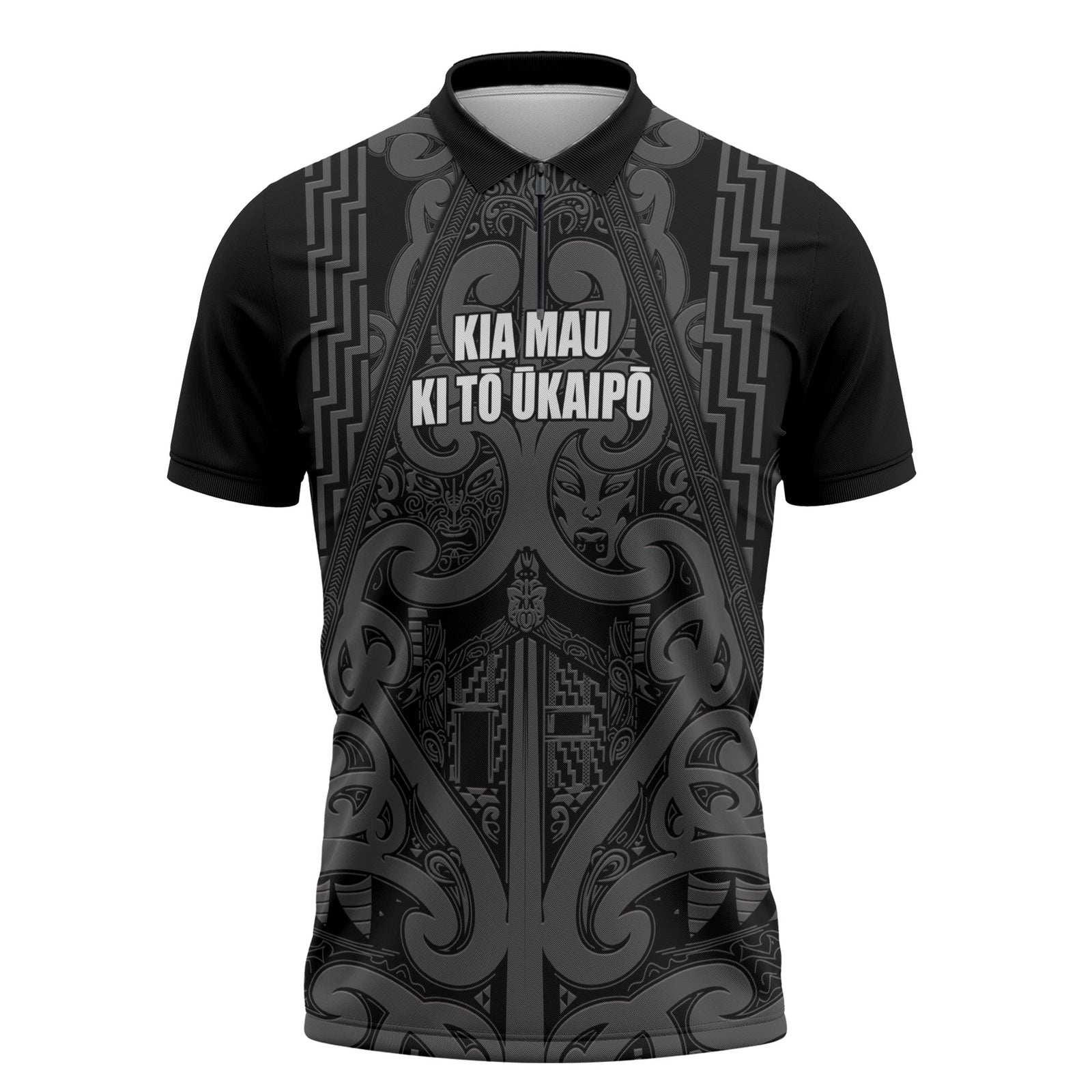 Maori Language Week Personalised Zipper Polo Shirt Kia Mau Ki To Ukaipo Grey Color LT14 Grey - Polynesian Pride