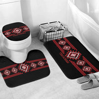 Aotearoa Atua Tumatauenga Bathroom Set Maori God Of War Taniko Motifs LT14 Mat Set Only (3 pcs) One Size Red - Polynesian Pride