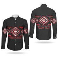 Aotearoa Atua Tumatauenga Personalised Couples Matching Puletasi and Long Sleeve Button Shirt Maori God Of War Taniko Motifs LT14 - Polynesian Pride