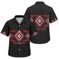Aotearoa Atua Tumatauenga Personalised Family Matching Off The Shoulder Long Sleeve Dress and Hawaiian Shirt Maori God Of War Taniko Motifs LT14 Son's Shirt Red - Polynesian Pride
