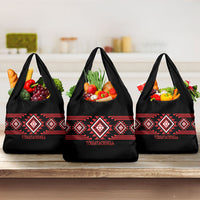 Aotearoa Atua Tumatauenga Grocery Bag Maori God Of War Taniko Motifs LT14 3-pack One Size Red - Polynesian Pride