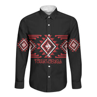 Aotearoa Atua Tumatauenga Personalised Long Sleeve Button Shirt Maori God Of War Taniko Motifs LT14 Unisex Red - Polynesian Pride