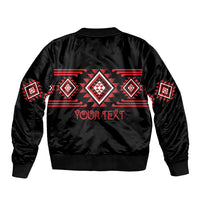Aotearoa Atua Tumatauenga Personalised Sleeve Zip Bomber Jacket Maori God Of War Taniko Motifs LT14 - Polynesian Pride