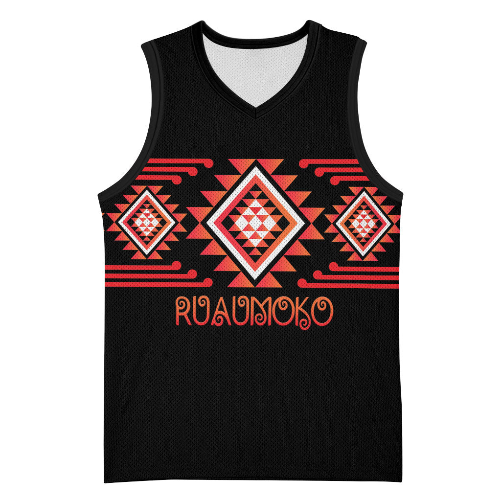 Aotearoa Atua Ruaumoko Personalised Basketball Jersey Maori Powerful God Taniko Motifs LT14 Unisex Orange - Polynesian Pride