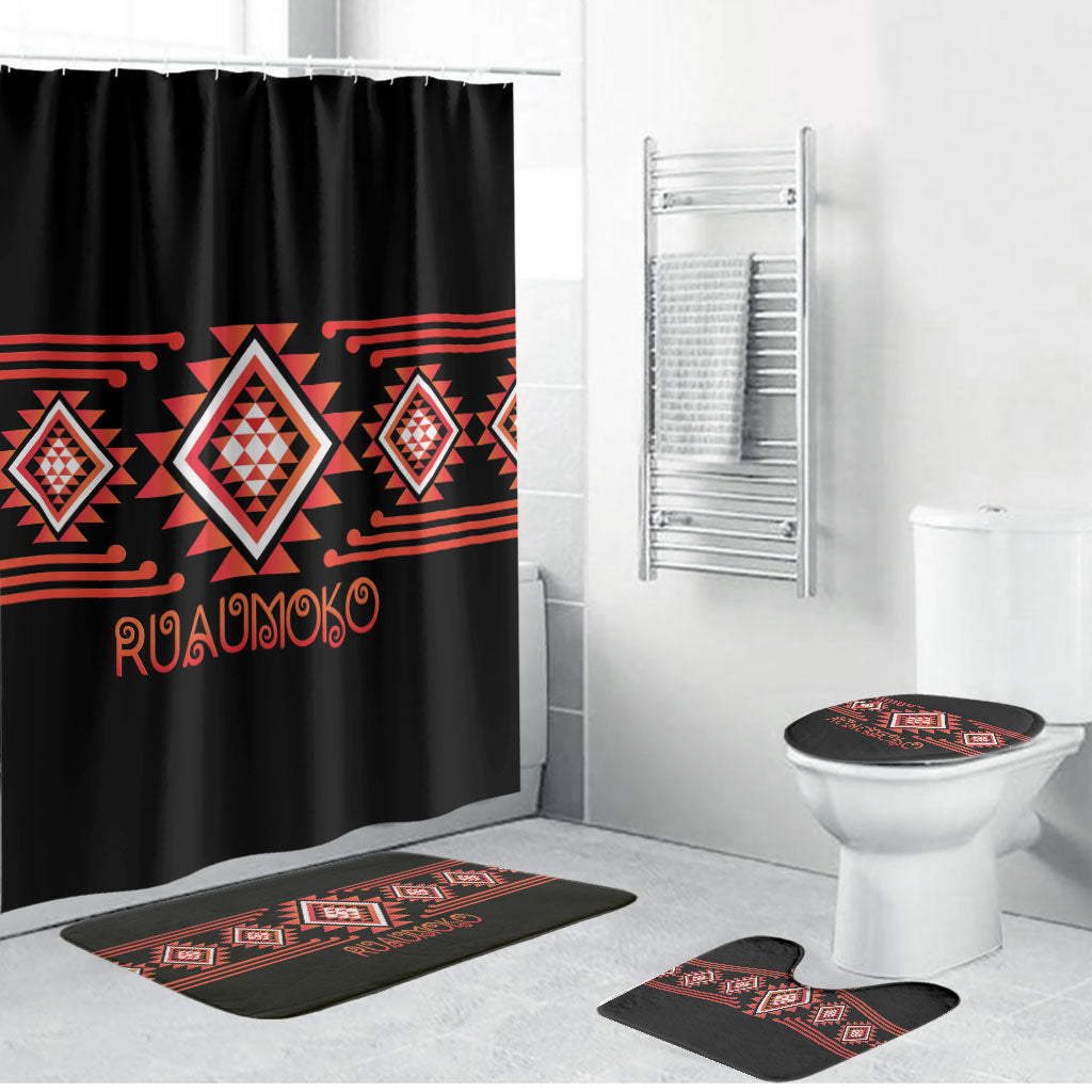 Aotearoa Atua Ruaumoko Bathroom Set Maori Powerful God Taniko Motifs LT14 Bathroom Set (4 pcs) Orange - Polynesian Pride