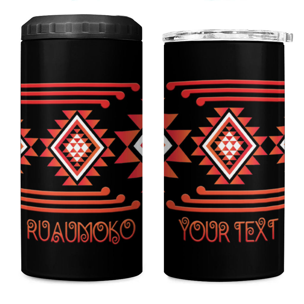Aotearoa Atua Ruaumoko Personalised 4 in 1 Can Cooler Tumbler Maori Powerful God Taniko Motifs LT14 One Size: 16 oz Orange - Polynesian Pride