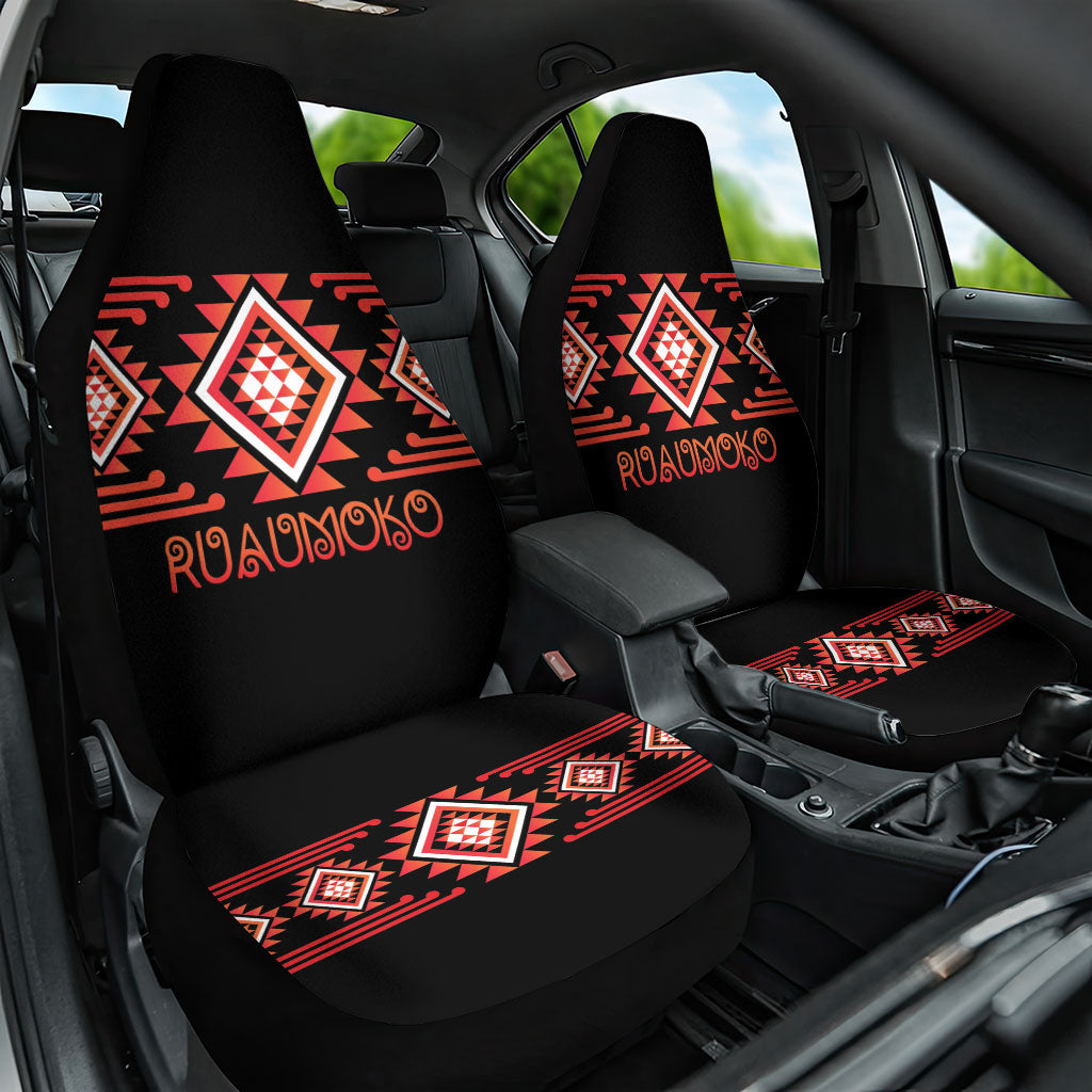 Aotearoa Atua Ruaumoko Car Seat Cover Maori Powerful God Taniko Motifs LT14 One Size Orange - Polynesian Pride