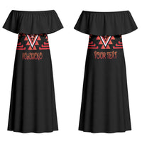 Aotearoa Atua Ruaumoko Personalised Couples Matching Off Shoulder Maxi Dress and Hawaiian Shirt Maori Powerful God Taniko Motifs LT14 - Polynesian Pride