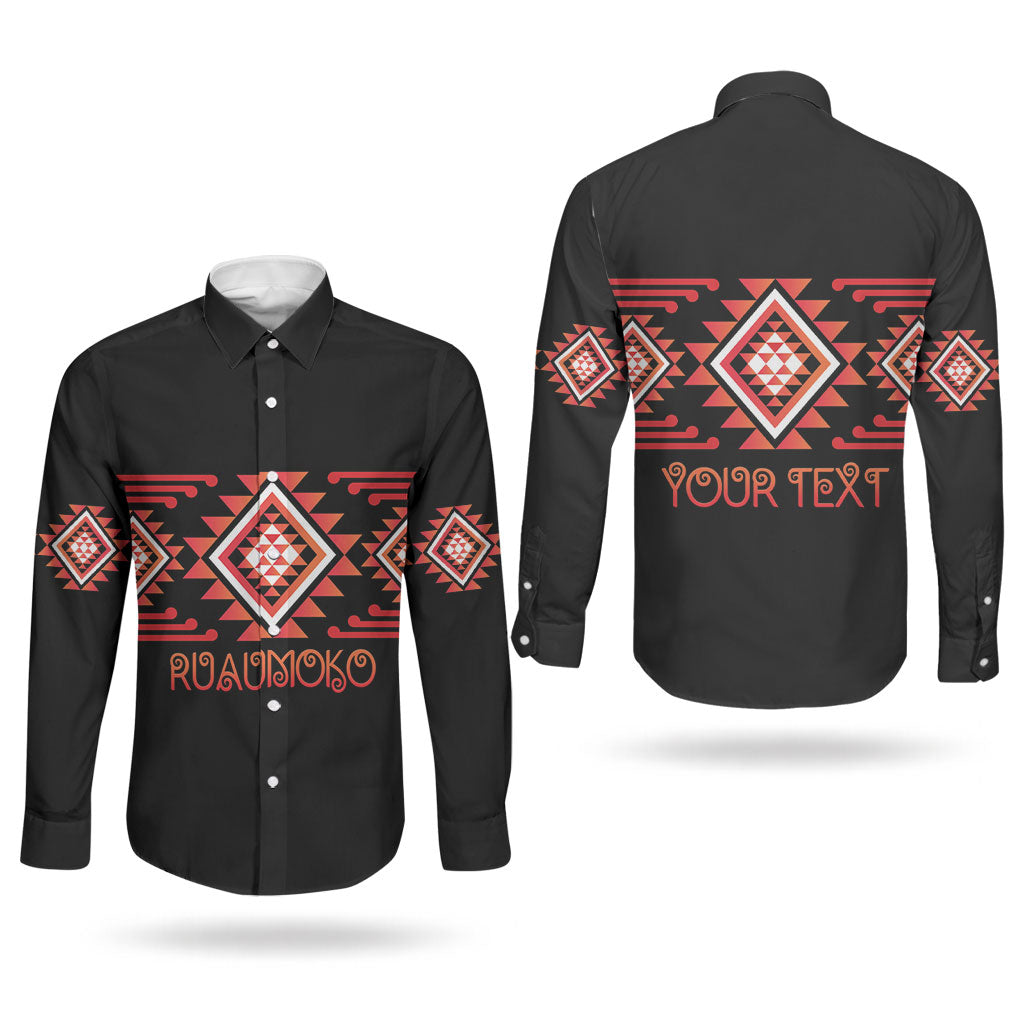 Aotearoa Atua Ruaumoko Personalised Couples Matching Tank Maxi Dress and Long Sleeve Button Shirt Maori Powerful God Taniko Motifs LT14 - Polynesian Pride