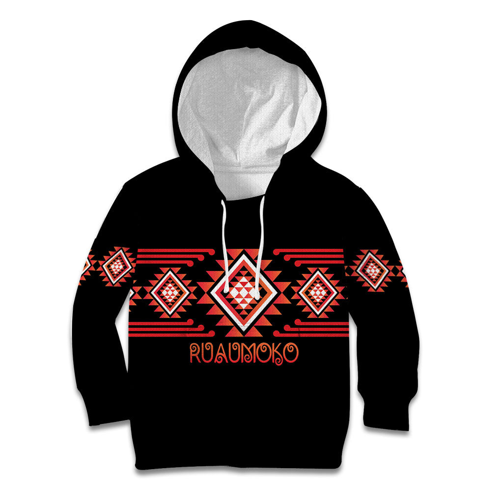 Aotearoa Atua Ruaumoko Personalised Kid Hoodie Maori Powerful God Taniko Motifs LT14 Hoodie Orange - Polynesian Pride