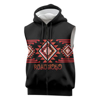 Aotearoa Atua Ruaumoko Personalised Sleeveless Zip Hoodie Maori Powerful God Taniko Motifs LT14 Orange - Polynesian Pride