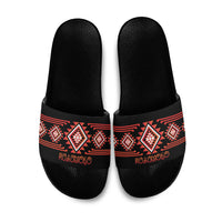 Aotearoa Atua Ruaumoko Slide Sandals Maori Powerful God Taniko Motifs LT14 Orange - Polynesian Pride