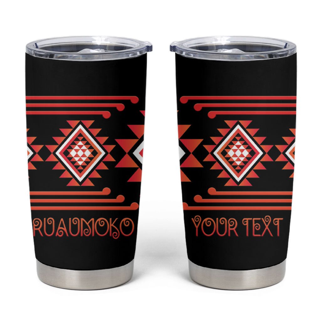 Aotearoa Atua Ruaumoko Personalised Tumbler Cup Maori Powerful God Taniko Motifs LT14 Orange - Polynesian Pride