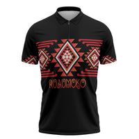 Aotearoa Atua Ruaumoko Personalised Zipper Polo Shirt Maori Powerful God Taniko Motifs LT14 Orange - Polynesian Pride