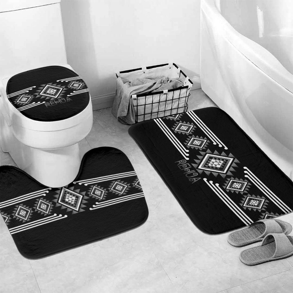 Aotearoa Atua Rehua Bathroom Set Maori God Of Healing Taniko Motifs LT14 Mat Set Only (3 pcs) One Size Grey - Polynesian Pride