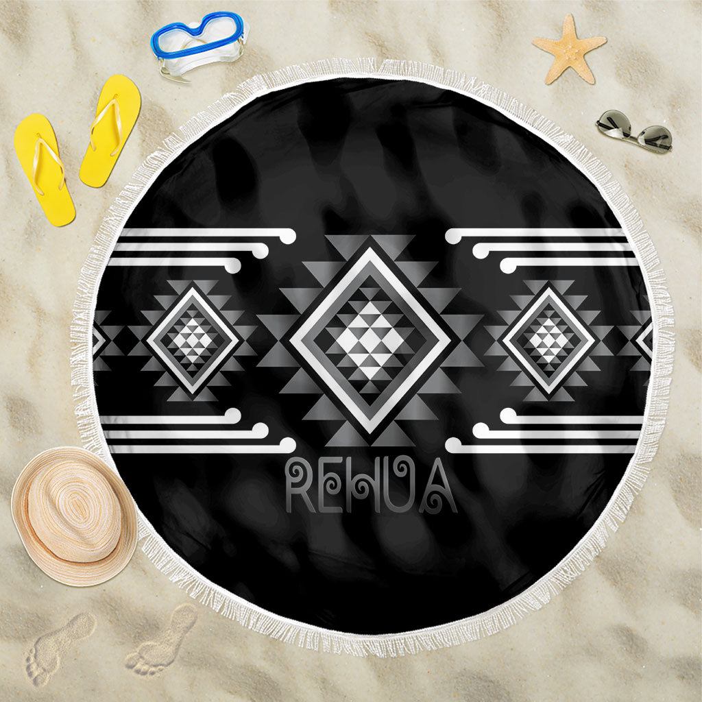 Aotearoa Atua Rehua Beach Blanket Maori God Of Healing Taniko Motifs LT14 One Size 150cm Grey - Polynesian Pride