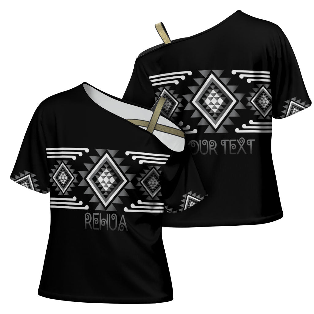 Aotearoa Atua Rehua Personalised Cross Shoulder Shirt Maori God Of Healing Taniko Motifs LT14 - Polynesian Pride