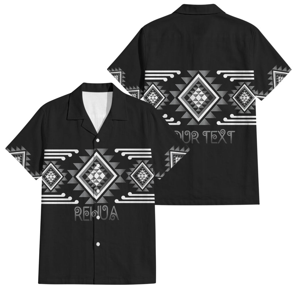 Aotearoa Atua Rehua Personalised Family Matching Off Shoulder Maxi Dress and Hawaiian Shirt Maori God Of Healing Taniko Motifs LT14 Dad's Shirt - Short Sleeve Grey - Polynesian Pride
