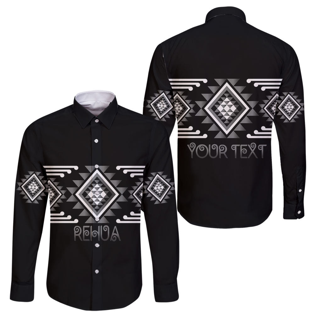 Aotearoa Atua Rehua Personalised Family Matching Off Shoulder Maxi Dress and Hawaiian Shirt Maori God Of Healing Taniko Motifs LT14 Dad's Shirt - Long Sleeve Grey - Polynesian Pride