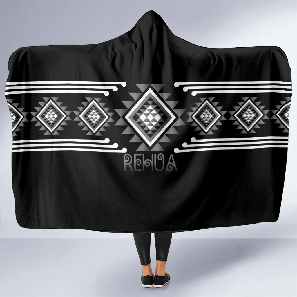 Aotearoa Atua Rehua Hooded Blanket Maori God Of Healing Taniko Motifs LT14 One Size Grey - Polynesian Pride