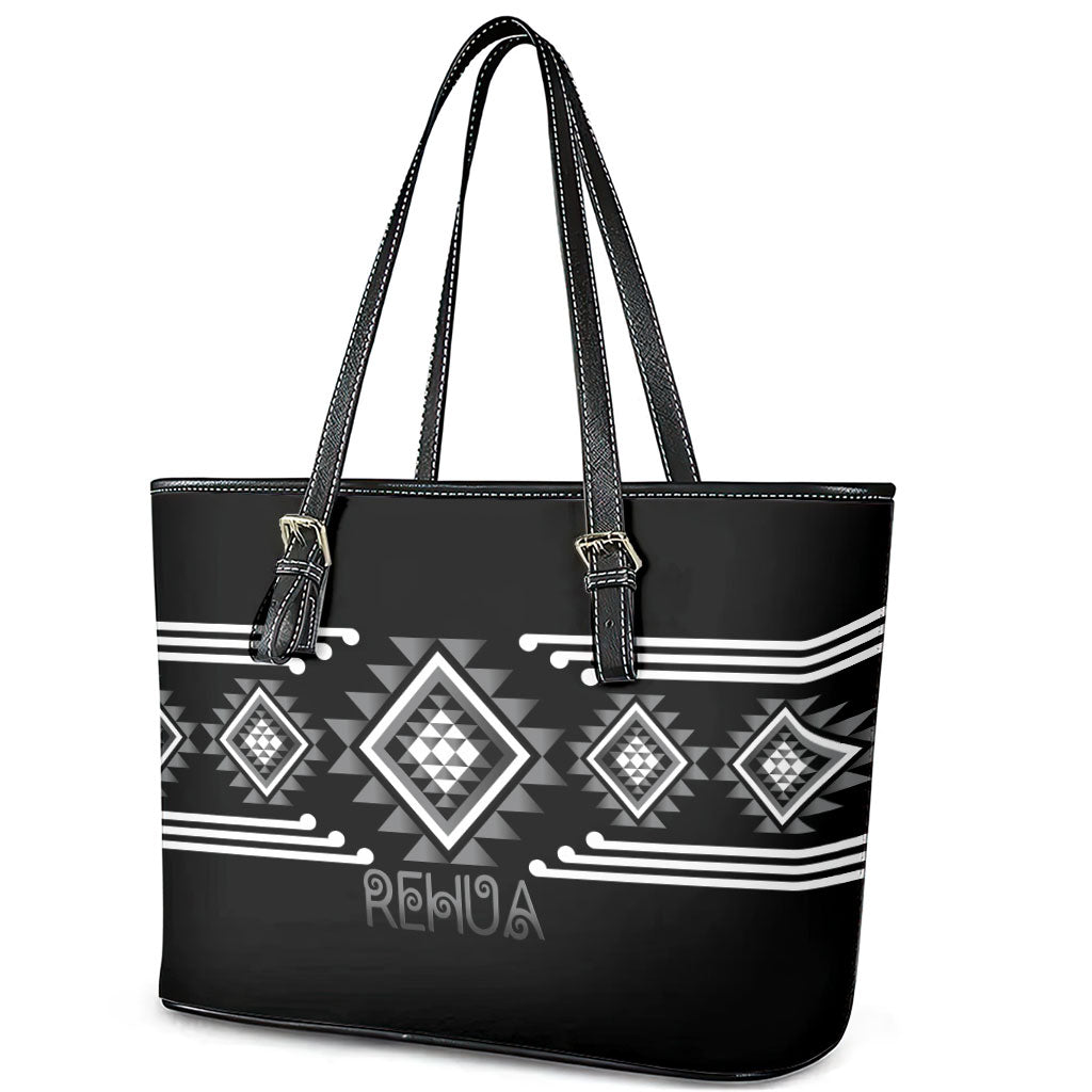 Aotearoa Atua Rehua Leather Tote Bag Maori God Of Healing Taniko Motifs LT14 - Polynesian Pride