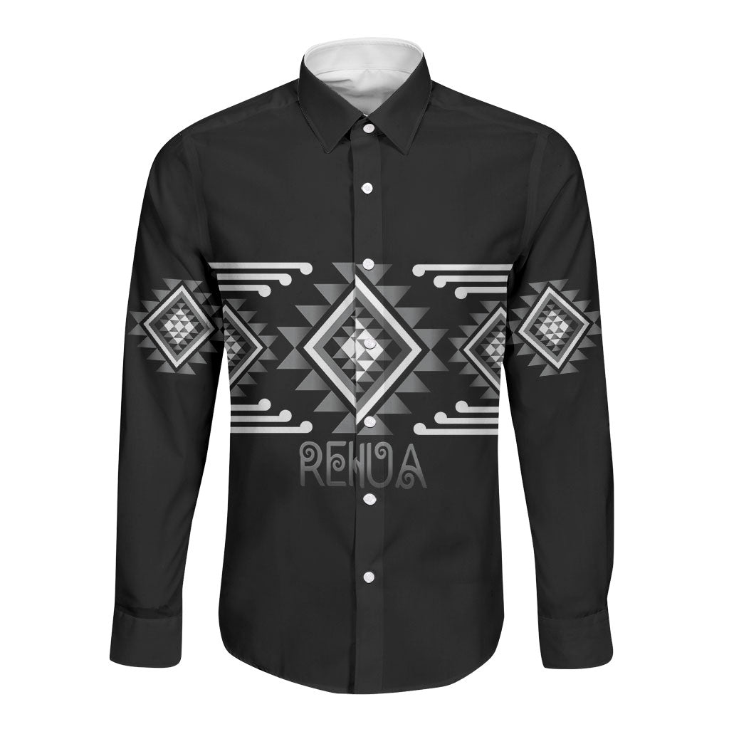 Aotearoa Atua Rehua Personalised Long Sleeve Button Shirt Maori God Of Healing Taniko Motifs LT14 Unisex Grey - Polynesian Pride