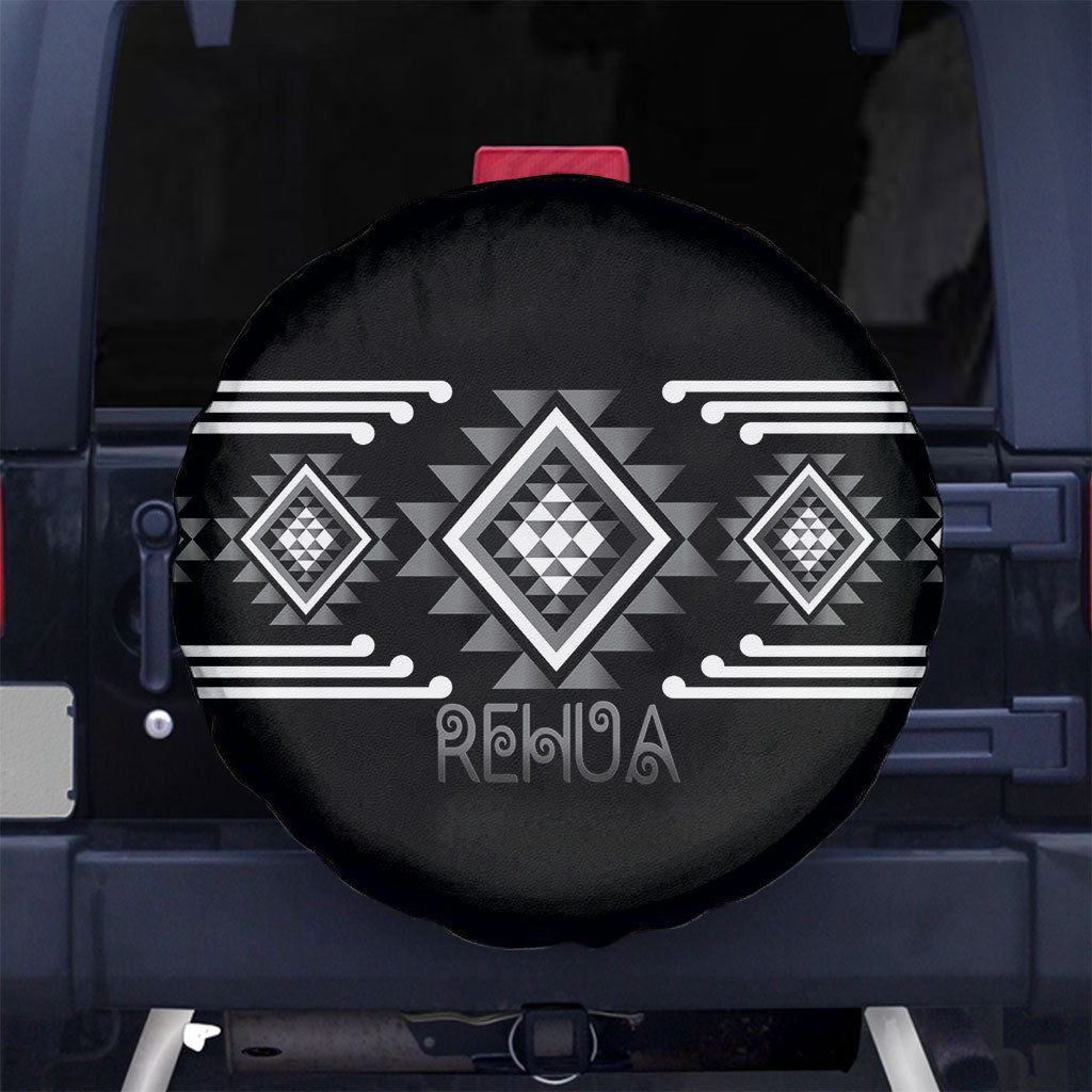 Aotearoa Atua Rehua Spare Tire Cover Maori God Of Healing Taniko Motifs LT14 No hole Grey - Polynesian Pride