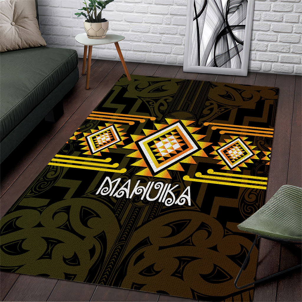 Aotearoa Atua Mahuika Area Rug Maori Goddess Of Fire Taniko Motifs