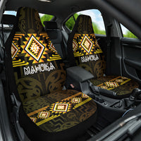 Aotearoa Atua Mahuika Car Seat Cover Maori Goddess Of Fire Taniko Motifs LT14 One Size Yellow - Polynesian Pride