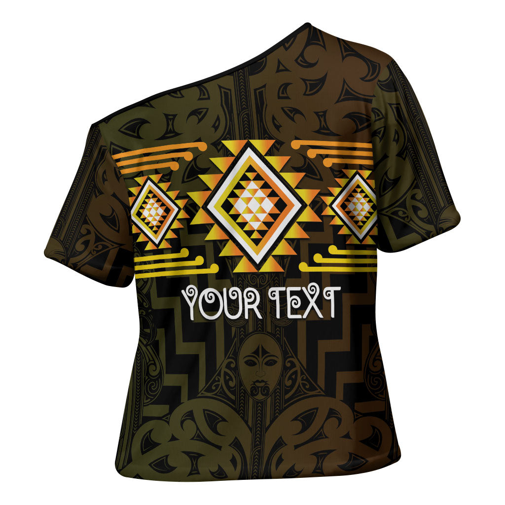 Aotearoa Atua Mahuika Personalised Cross Shoulder Shirt Maori Goddess Of Fire Taniko Motifs LT14 - Polynesian Pride