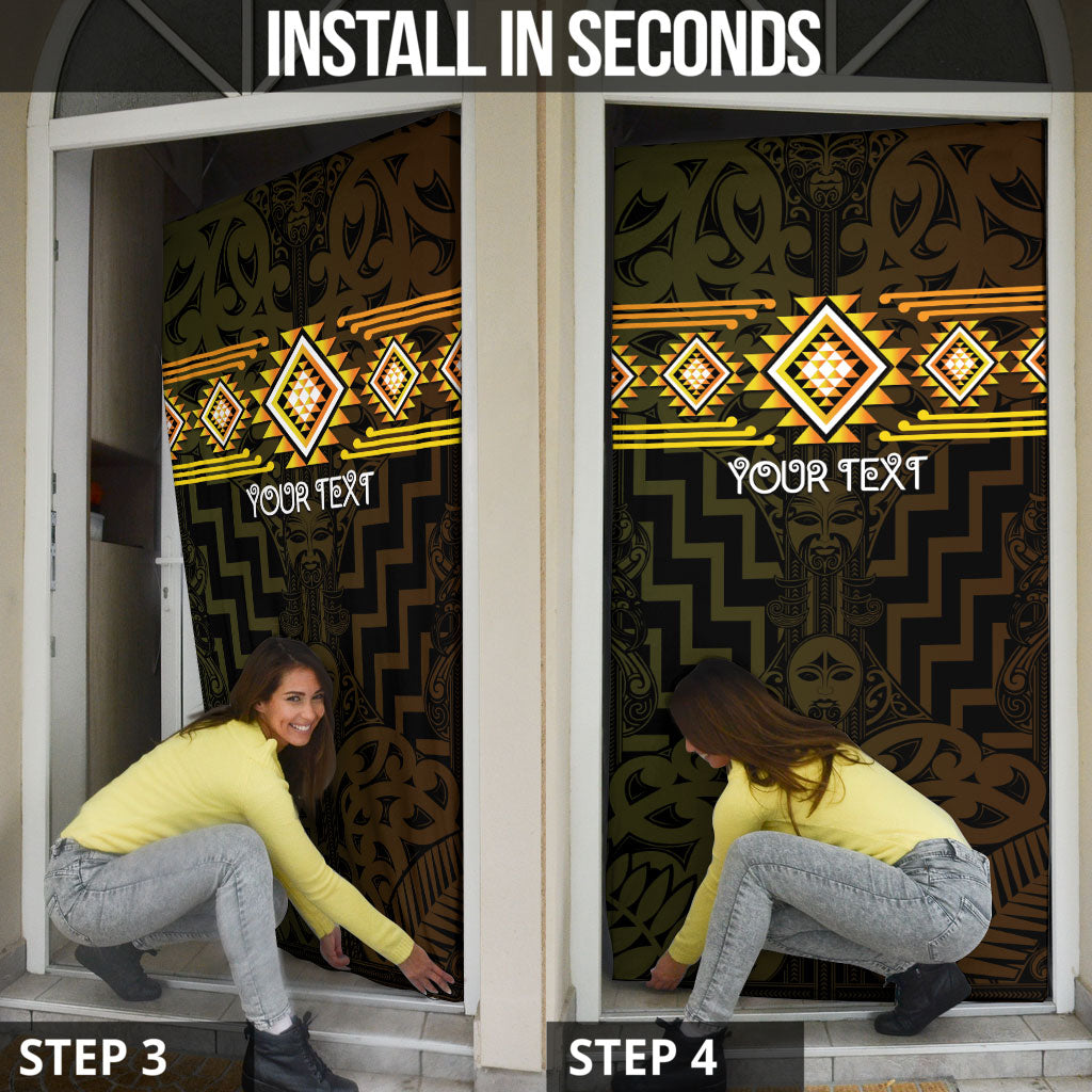 Aotearoa Atua Mahuika Personalised Door Cover Maori Goddess Of Fire Taniko Motifs LT14 - Polynesian Pride
