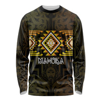 Aotearoa Atua Mahuika Personalised Long Sleeve Shirt Maori Goddess Of Fire Taniko Motifs LT14 Unisex Yellow - Polynesian Pride
