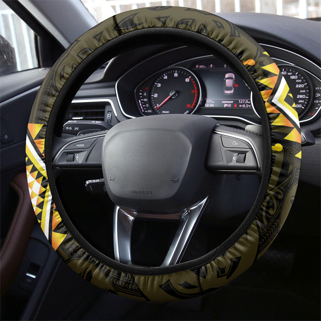 Aotearoa Atua Mahuika Steering Wheel Cover Maori Goddess Of Fire Taniko Motifs LT14 - Polynesian Pride