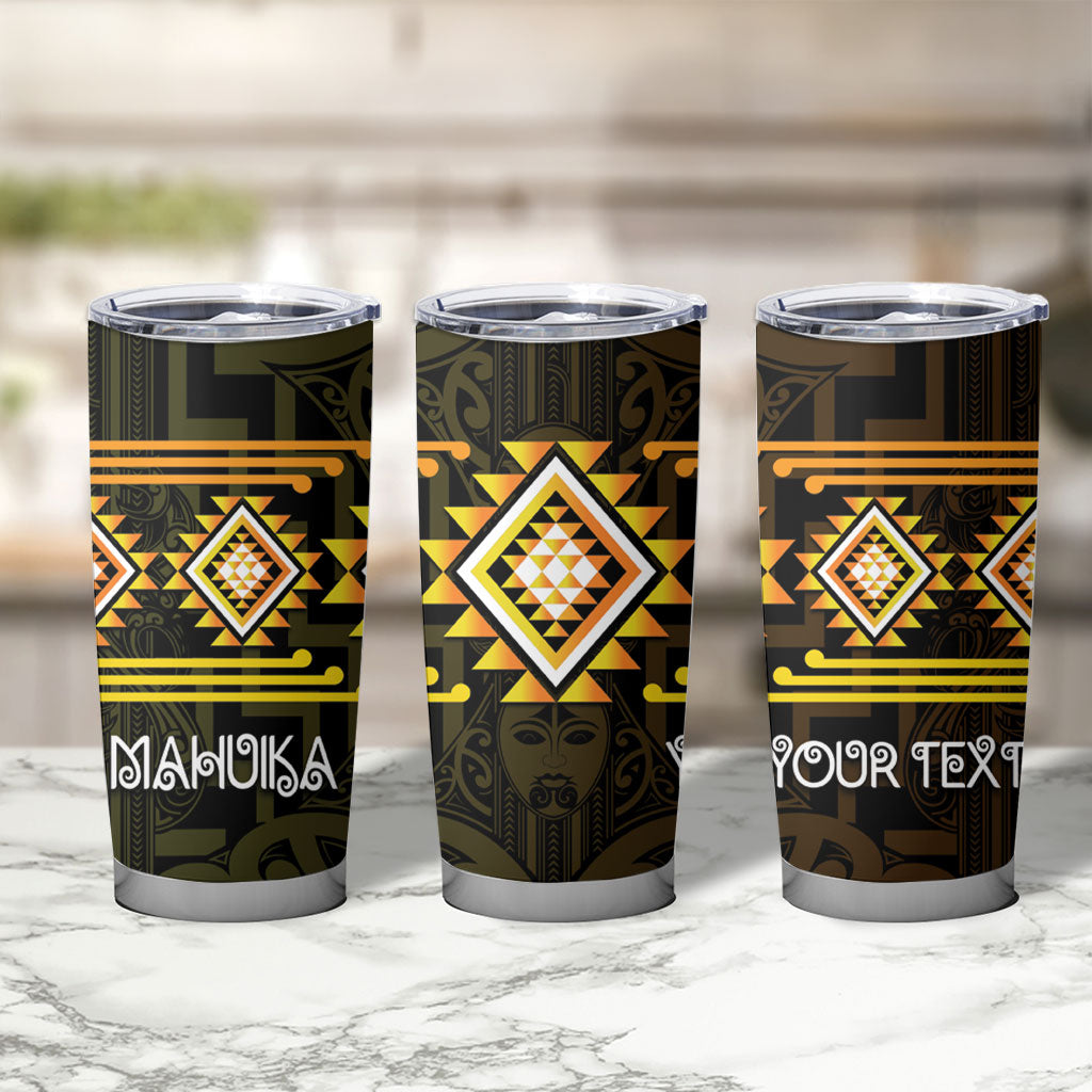 Aotearoa Atua Mahuika Personalised Tumbler Cup Maori Goddess Of Fire Taniko Motifs LT14 - Polynesian Pride