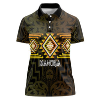 Aotearoa Atua Mahuika Personalised Women Polo Shirt Maori Goddess Of Fire Taniko Motifs LT14 Female Yellow - Polynesian Pride
