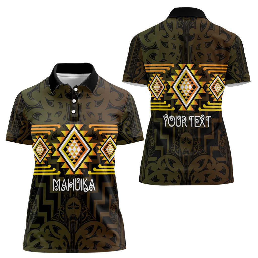 Aotearoa Atua Mahuika Personalised Women Polo Shirt Maori Goddess Of Fire Taniko Motifs LT14 - Polynesian Pride