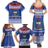 Personalised Toa Samoa Rugby Christmas Family Matching Summer Maxi Dress and Hawaiian Shirt Ula Fala Samoan Pattern Blue - Polynesian Pride