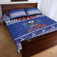 Toa Samoa Rugby Christmas Quilt Bed Set Ula Fala Samoan Pattern Blue - Polynesian Pride