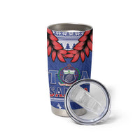 Toa Samoa Rugby Christmas Tumbler Cup Ula Fala Samoan Pattern Blue - Polynesian Pride