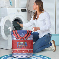 Toa Samoa Rugby Christmas Laundry Basket Ula Fala Samoan Pattern Red - Polynesian Pride