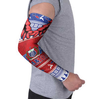 Personalised Toa Samoa Rugby Christmas Arm Sleeves Ula Fala Samoan Pattern Red - Polynesian Pride