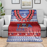Toa Samoa Rugby Christmas Blanket Ula Fala Samoan Pattern Red - Polynesian Pride